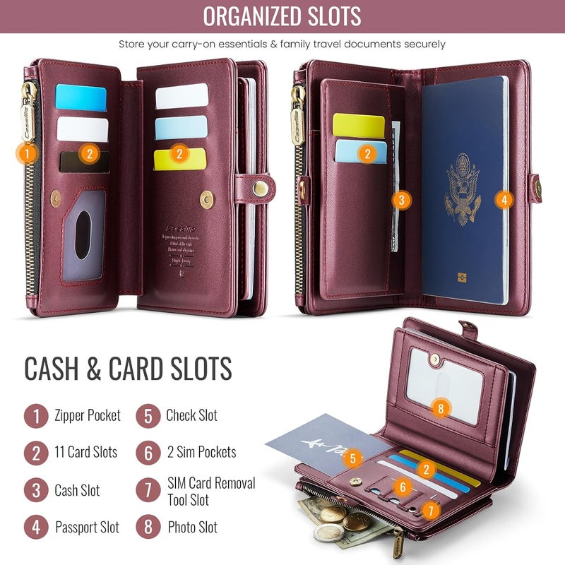 ASAPDOS Passport Holder Wallet Case Wallet for Men Women Wine Red - Image 2